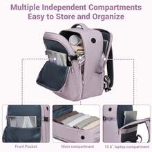 Mochila de cabina Ryanair, equipaje bajo asiento, apertura 180°, impermeable, con compartimento para portátil, varios bolsillos, correa para maleta, ideal para trabajo, escuela, fitness y vi - Morado – Grande (40 x 20 x 30 cm) - Ver 8