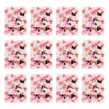 eusmeyusnt 12pcs Künstliche Blumen 40x60cm, Seidenblume Blumenwand Deko, Rosenwand Kunstblumen Für Hochzeitsdekoration, Raumdekoration Haus Dekoration - Rosa + Weiß - Übersicht 12