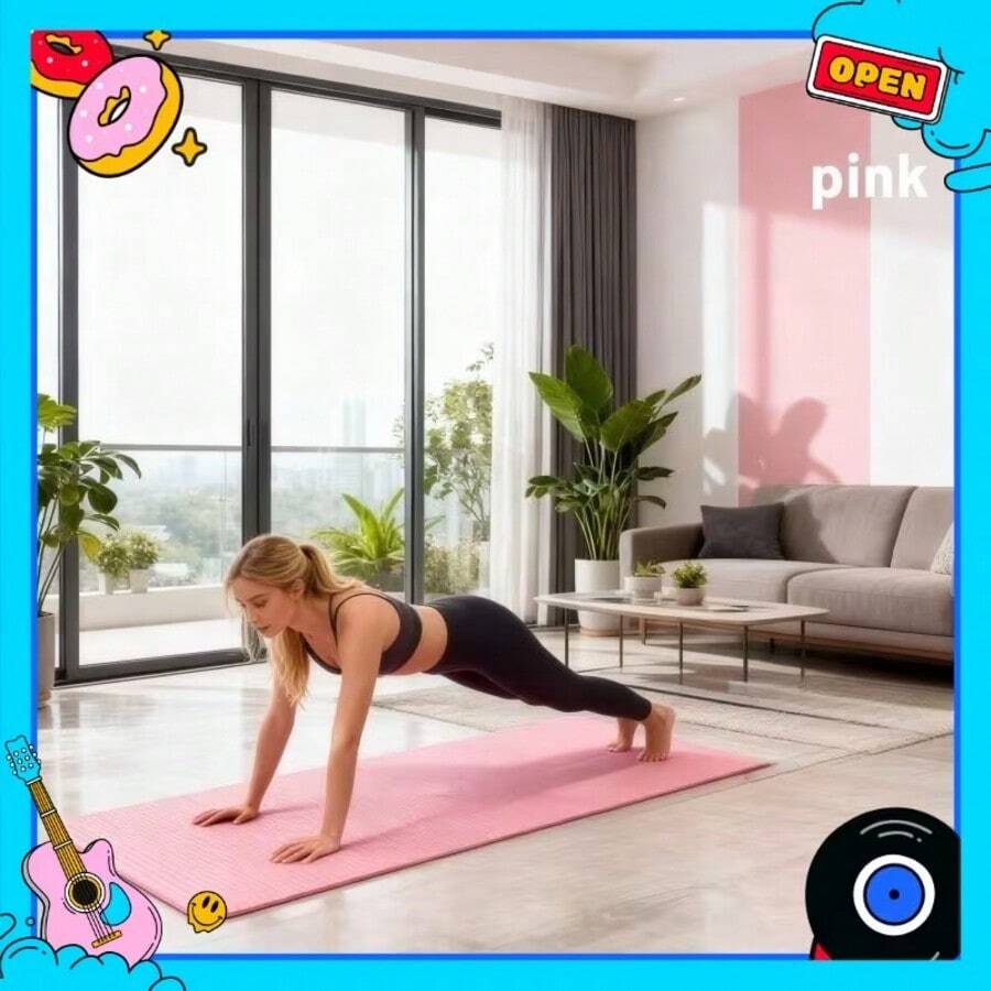 High-Density Yoga Mat | Strong Rebound, Impact-Dispersing Core, Thickened Design With Non-Slip Texture For Enhanced Grip, Suitable For Yoga, Pilates, Plank, And HIIT Workouts - 粉色 - 查看 1