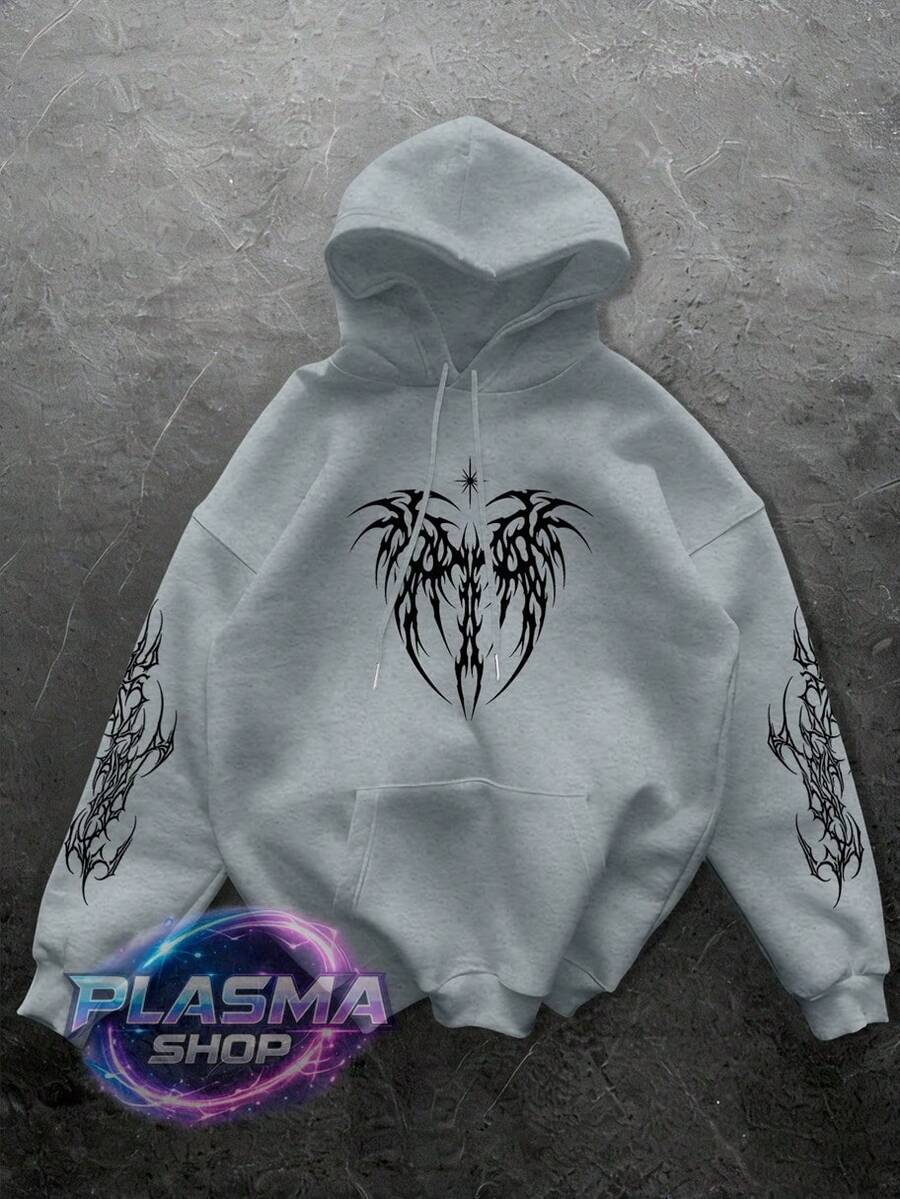 Comfortable Basic Sweatshirt For Everyday Wear Gothic Art Streetwear Urban Culture Street Fashion Street Graffiti Skater Skateboarding Unisex Men's Women's Sweatshirt 50% Cotton 50% Polyester Top Premium Streetwear New Release Immediate Shipping Various Colors!! - 灰色 - 查看 1