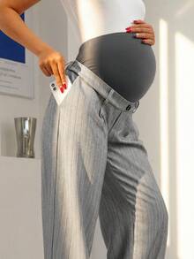 Quần bầu cạp chun, ống đứng kẻ sọc, trang phục công sở thoải mái, quần bầu co giãn dễ chịu. - Màu Xám nhạt - Xem 4