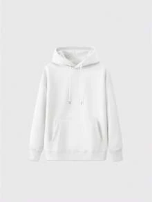 Sudadera casual para mujer urbana con letras estampadas NYC oversize tela sólida con capucha bolsillo delantero manga larga otoño invierno uso diario suéter - Blanco - Ver 2