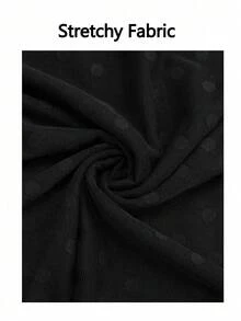CheersLife Blusa holgada de mujer con cuello en V, mangas 3/4, volantes y doble capa de malla - Negro - Ver 5