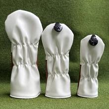 New Golf Club Head Cover, PU Leather Golf Club Head Cover - White - View 3