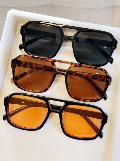 3-Piece Y2K Fashion Set, Retro Classic Baddie Style Streetwear Decorative Glasses Suitable For Street, Daily Life, Festivals, Parties, Gifts, Street Photography, Beach Vacation, Back To School Season