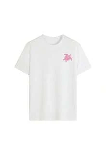 Women's Summer Vacation Ocean Life Letter Print Round Neck T-Shirt, Graphic Tee, White, Black, Pink Women's Summer Cotton Short Sleeve T-Shirt, Beach Vacation, Literary & Fresh Style - 白色 4 - 查看 4