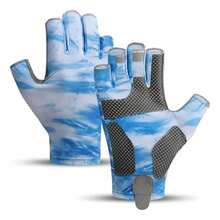 Guantes de pesca sin dedos de camuflaje azul XL - Azul - Ver 1