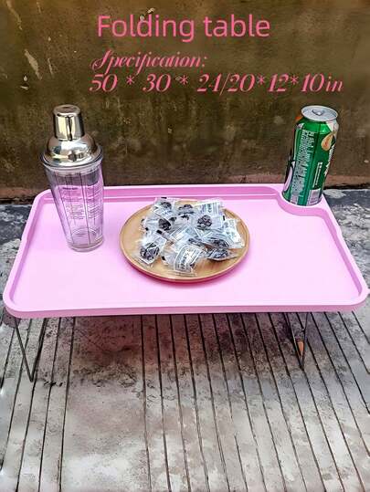 1 Pc Outdoor Folding Table, Rigogo Folding Camping Table 60x45cm - Adjustable Height 20-56cm, For Garden, Balcony, Picnic And Market | Portable Folding Table Outdoor/Indoor Aluminum (Lightweight, Sturdy, One-Hand Fold, Grey)