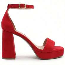 MODARPE Women's Platform Sandal With 10cm High Block Heel M64 - 紅色 - View 3