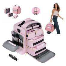 Organizador de esmalte de uñas de gran capacidad,Estuche Profesional Organizador Esmaltes Maletines Maquilla con 5 bolsas independientes extraíbles. Adecuado para uso diario de viaje de niñas y mujeres con herramientas de manicura, aceites esenciales y juegos de cosméticos. Bolsa de maquillaje, organizador de maquillaje, estuche de maquillaje, organizador de viaje de tocador, regalos esenciales, accesorios con cremallera - Rosa - Ver 12