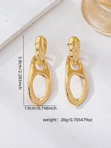 1 Pair European And American Fashion Geometric Smooth Pig Nose Dangle Earrings - Yellow Gold - View 4