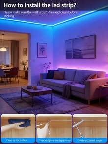 100ft Bedroom LED Light Strip, Smart RGB LED Lights Strips Controlled By App/Remote, Color Changing & Dimmable, Available In 1m/3 Meters/5m/10m/20m/50m, Suitable For Home, Party, Bedroom, Smart Device Control, Room, Home, Kitchen, Living Room, Holiday Party Decoration - Colored Light - View 10