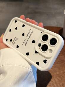 1pc Cute Heart & Letter Pattern Thick Shockproof Full Coverage Soft Phone Case, Compatible With IPhone 11/12/13/14/15/16/17 Pro Max - Multicolor - View 3