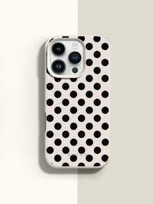 1pc Minimalist Black Polka Dot Pattern Liquid Silicone Shockproof Soft Phone Case, Compatible With IPhone 11/12/13/14/14Plus/15/15Plus/16/16Plus/17/17Pro - Multicolor - View 3