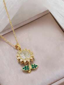 1 Set Exquisito Juego de Collar y Aretes con Diamante Principal y Circonita Micro-Incrustada de Alta Gama, Versátil para el Uso Diario - Multicolor - Ver 6