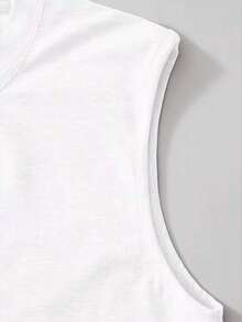 Men's Tank Top To Save You 100% Cotton Crew Neck Comfortable Streetwear Casual Summer Breathable Gym Fitness - 白色 - 查看 3