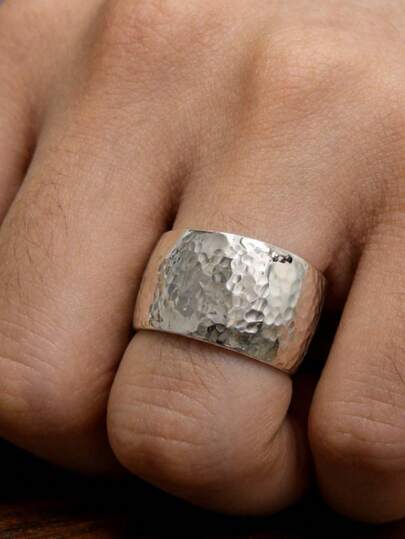 1 Fashionable Wide Face Simple Retro Thick Ring That Is Versatile For Daily Wear