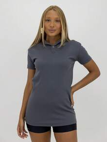 Men's Basic Short-Sleeve Ribbed T-Shirt With Buttons At The Collar - Gris plomo - Ver 3