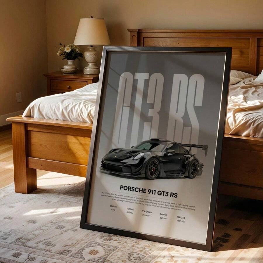 Frameless Sports Car Poster, Minimalist Car Poster, Wall Decor Art, Suitable For Anniversary Celebration, Home Living Room Decoration, Beautiful Wall Art - 1PC - View 1
