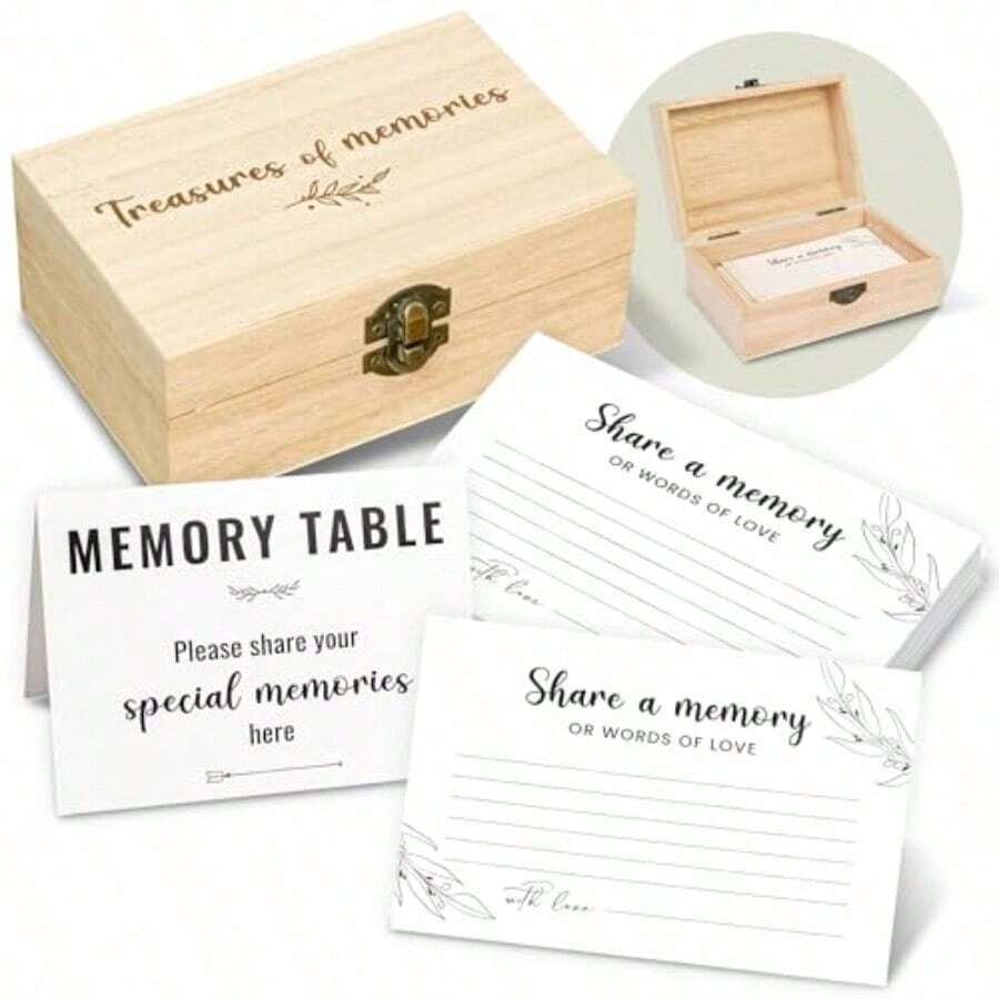 Share A Memory Cards For Celebration Of Life Decorations Ideas - Share A Memory Box For Funeral Memorial Cards Memory Keepsake For Celebration Of Life Decor Graduation Party Games - Wood - View 1