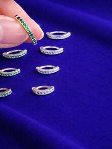 1 pieza Anillo de ombligo de plata de ley 925 con circonita cúbica, joyería de piercing de ombligo falso con diamante curvo - anillo del ombligo - Ver 3