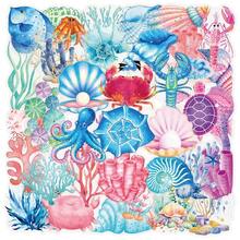 50 piezas de pegatinas transparentes de coral y conchas marinas - Calcomanías decorativas impermeables DIY para diarios, fundas de teléfono y portátiles - 50 piezas - Ver 1