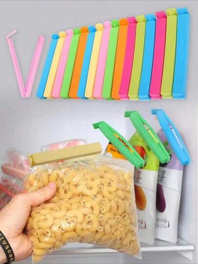 10Pcs Chip Bag Clips, Food Sealing Clips For Snacks, Heavy Duty Plastic Clamps For Food Storage, Air Tight Seal Kitchen Gadgets, Assorted Colors, Essential For Pantry Organization, Camping, Halloween Treat Bags, Christmas Stocking Stuffers, Clamps.Random Color