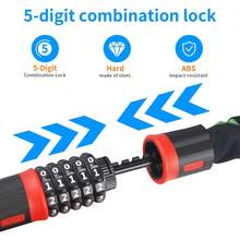 Candado de cadena de bicicleta resistente de 3.2 pies con combinación de 5 dígitos, cadena resistente a cortes de 6 mm para bici - como en la foto - Ver 7