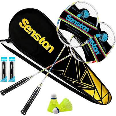 Senston Carbon Composite Badminton Rackets For Beginners - Complete 2-Player Kit With Bag |   Lightweight & Easy To Use |   Backyard, Park, Indoor Outdoor Play