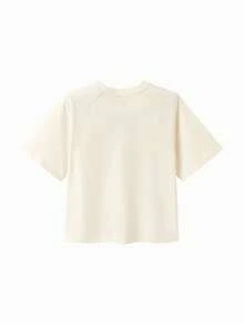 Áo thun ngắn tay cho bé gái, chất liệu cotton, thấm hút mồ hôi, nhanh khô, in họa tiết. - Màu trắng sữa - Xem 2