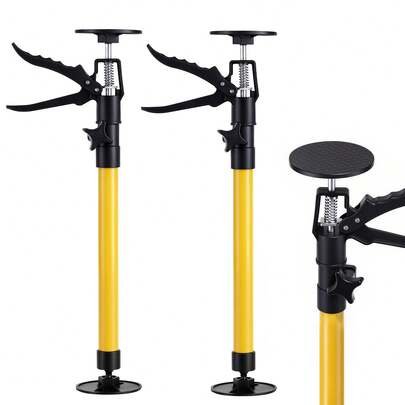 LOVEWE 19.7-45.3" Adjustable Third Hand Support Rods 2Pcs - Yellow Steel 88.18LBS Capacity, Thickened Base For Cabinet Drywall Lifting