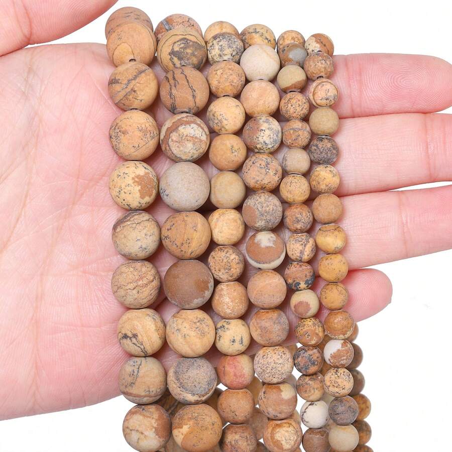 Hạt cườm tự nhiên mờ, kích thước 4-10mm, hình tròn, dạng rời, thích hợp làm đồ trang sức, vòng tay, dây chuyền thủ công, dài 15 inch.