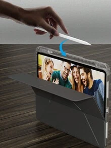 1个透明边框亚克力Y型可折叠支架保护壳，适用于11英寸（A16 2025），多角度支架带笔槽，防刮防弯折亚克力后盖，适用于Air 11英寸（M3）2025，磁吸自动休眠/唤醒，简约/休闲/经典设计，适用于Mini 6/7、Air 9.7英寸、10.2英寸（7/8/9代）、Air 10.5英寸、Air 4/5/6、10代（2022年）10.9英寸、Pro 11、Air 11（M2）、Air 13（M2）、Pro 11（M4），透明后盖Y型可折叠保护壳 - 黑色 - 黑色 - 查看 5