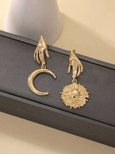 1 par de pendientes asimétricos de estilo bohemio, adecuados para el uso diario de las mujeres