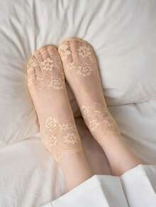 1/5/10 Pairs Women's Summer Thin Lace Floral Sexy Sheer Mesh Socks - Multicolor - View 5