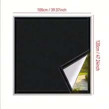 1pc Black Blackout Curtain With Hook And Loop, 2026 New Heat Insulation Sunscreen Curtain Fabric, Self-Adhesive No Drilling Required, Suitable For Room, Living Room, Kitchen And Multi-Function Blackout Cloth - Black - View 2