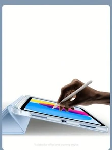 哑光透明三折平板电脑保护套，适用于荣耀Pad X8a，带笔槽，全方位防震，透明TPU软壳，带笔槽，简约休闲时尚，兼容Pad 2/Pad SE 11英寸，兼容荣耀Pad X9A/X9 Pro 11.5英寸，兼容华为MatePad SE 11英寸 - 筆槽款 - 查看 11