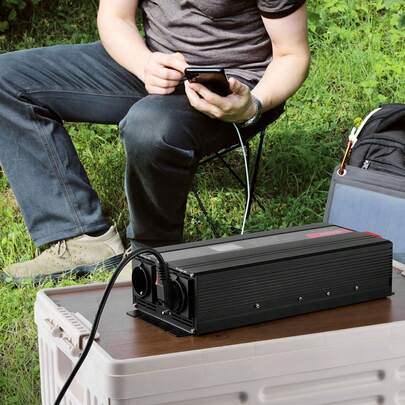 Inverter a onda sinusoidale pura 1000-3000W Convertitore di tensione CC 12V CA 230V con prese CA, porte USB, porta Type-C, telecomando per piccoli dispositivi domestici come smartphone e laptop