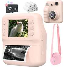 儿童即时打印相机套装，适合3-12岁男孩女孩，16倍数码变焦，2.4英寸IPS屏幕，可充电，专业摄影，1080P高清，附赠1张打印纸，即时打印玩具，圣诞节和生日礼物，适合3-16岁儿童和青少年，粉色 - QJH-A29 - 查看 23