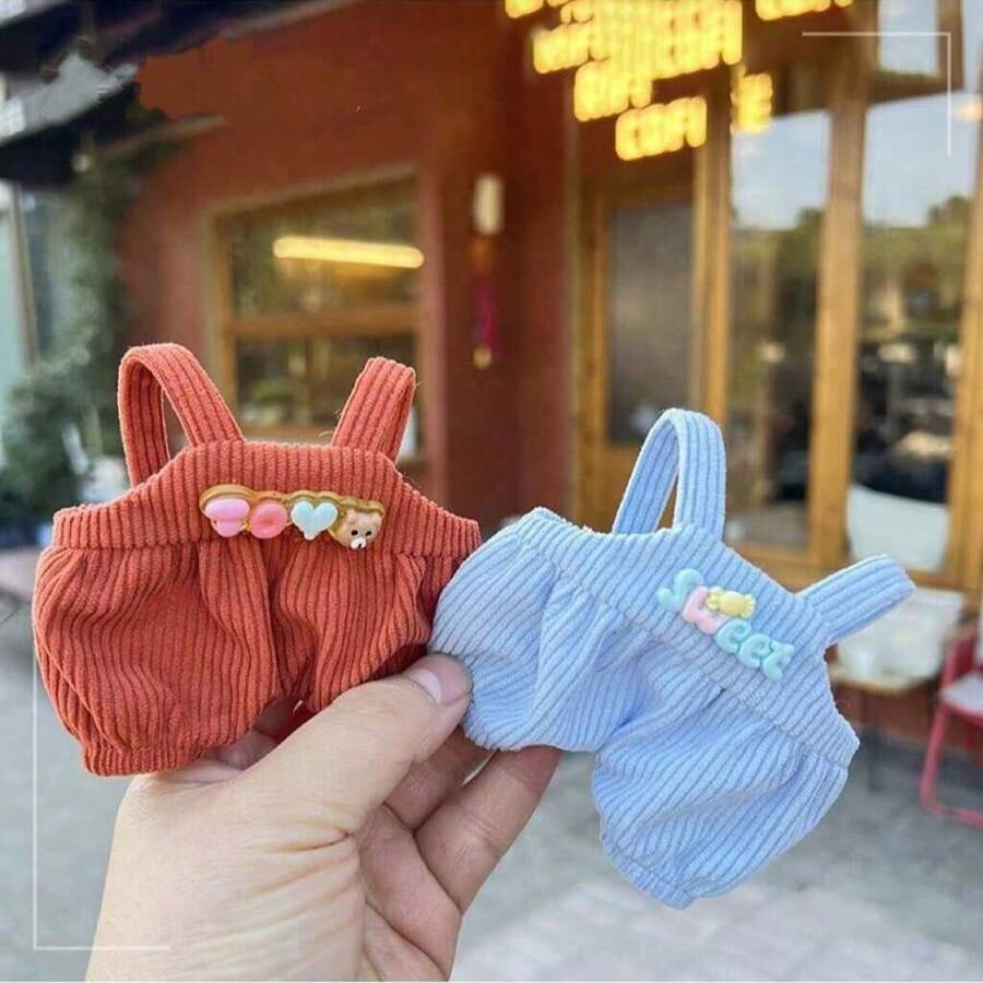 1pc Clothing Only] Generation 1 & 2 Blind Box Plush Figurine Pendant, Cute Overalls Outfit - Multicolor - View 1