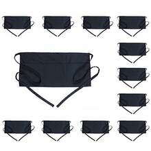 BOHARERS Waist Apron With 3 Pockets - Black Waitress Waiter Server Short Aprons For Kitchen Restaurant Use Durable Cotton Fabric Practical Design For Food Service Staff - -B12 黑盒裝- - 查看 7