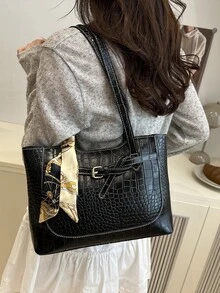 新款奢华图案多功能女士单肩手提包 - 黑色 - 查看 5