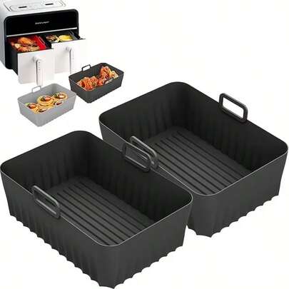 2 Stücke/1 Stücke wiederverwendbare Silikon Luftfritteuse Töpfe | Antihaftbackpapier Einlagen, Ersatz Luftfritteuse Küchenzubehör