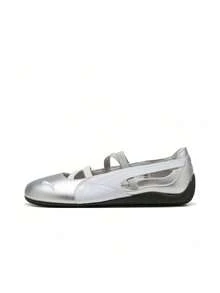 PUMA Speedcat Ballet Shoes, Thin-Soled Ballet Flats, Mary Jane Style, Comfortable And Versatile, Flat Heel, Liquid Silver, Low-Top, Casual Shoes, Women's - Silver - View 18