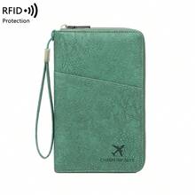 CHARM INFINITE New RFID Blocking Passport Holder, Fits Multiple Passports, Travel Document Organizer, Soft Material Zipper Long Passport Wallet With Detachable Wrist Strap, Valentine's Day Gift For Wife Or Girlfriend - Green - View 7