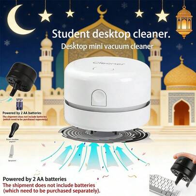 Mini Portable Desktop Vacuum Cleaner, Cordless Battery Powered Vacuum Dust Collector, Plastic Micro Crumb Cleaner For Home And Office, Convenient Office Supplies And Batteryless Student Accessories - Perfect For Cleaning Desktops And Workspaces, Picking Up Small Items, Erasers, Debris, Shavings (Batteries Need To Be Purchased Separately)