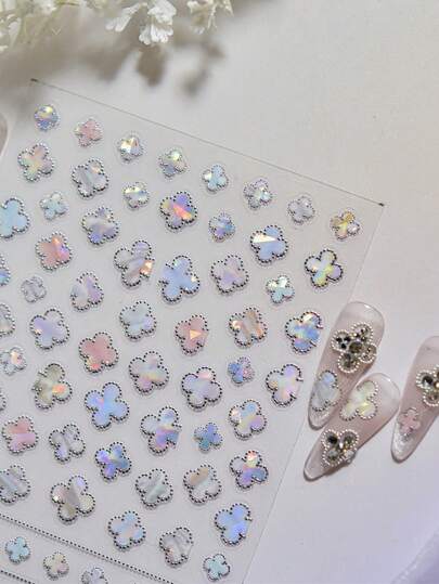 1pc 5D Hot Stamping Nail Stickers, Modern And Simple Nail Stickers, High-End Feeling, Clover Nail Art Stickers, Decorative DIY Nail Stickers