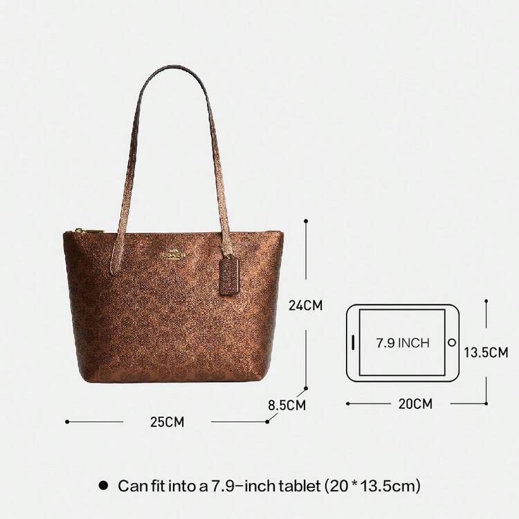 Coach Fiona Zip Tote Bag In Pearlized Signature Canvas,Shoulder
