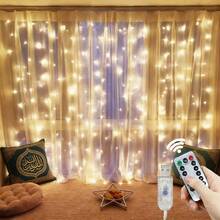 Lampu Hias Tirai LED 3/6m dengan Kontrol Jarak Jauh dan USB, Lampu Peri untuk Dekorasi Natal Kamar Tidur dan Rumah - Lampu tirai USB - View 2