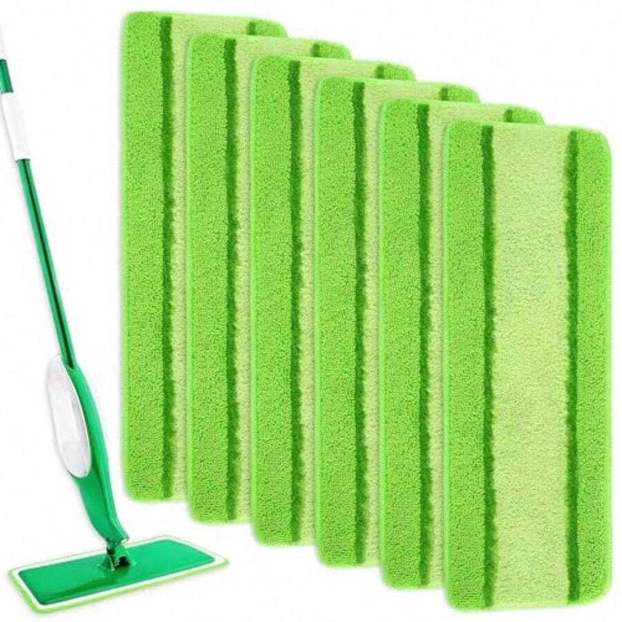 KEEPOW - almohadillas para orejas de repuesto para cabezal de trapeador Libman Freedom recambio de microfibra lavable para limpieza de pisos paquete de 2 fregona no incluida - Verde, Paquete de 6 - Ver 1